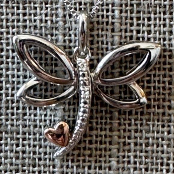 None Jewelry - Dragonfly Necklace in Sterling Silver-14K-Diamonds